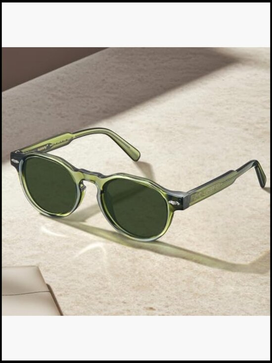 Retro Italian Acetate Polarized Round Sunglasses for Small Faces main image 5
